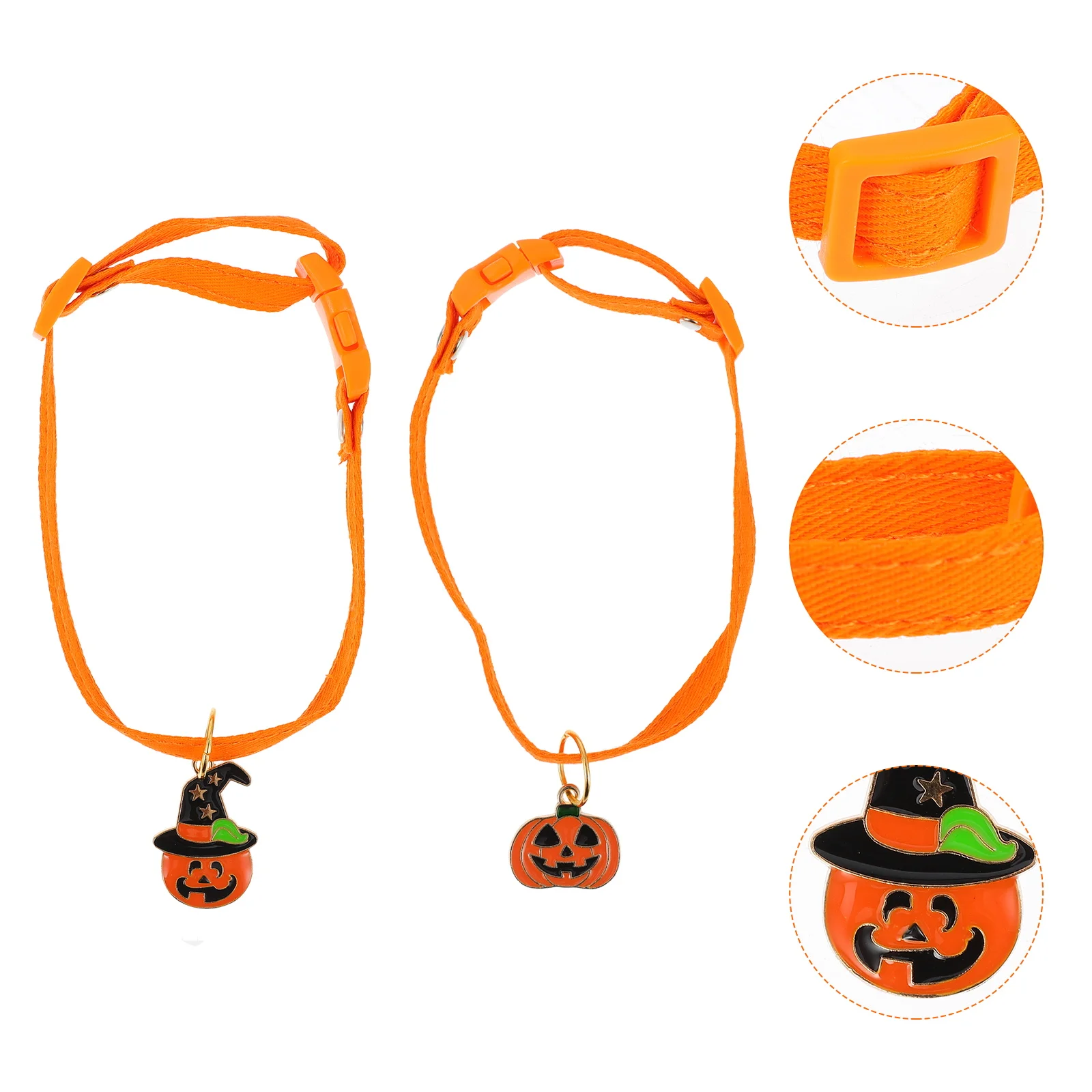 

2Pcs Halloween Pumpkin Hat Collars Adorable Bright Color Pet Neck Chain Comfortable Texture Dog Cat Necklace Choker