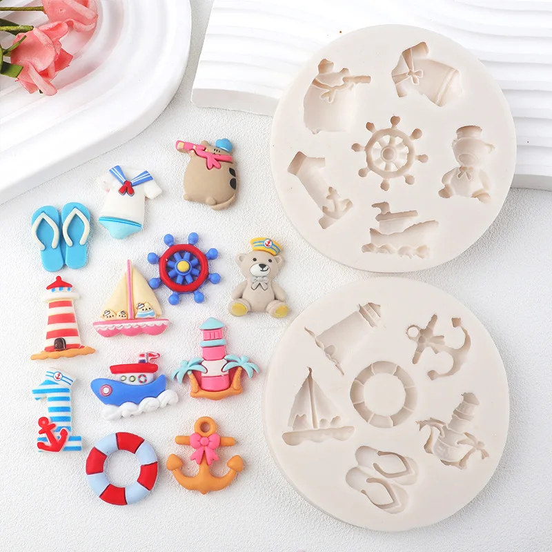 

Sailing Lighthouse Slippers Swimsuit Fondant Silicone Mold Candy Biscuit Chocolate Cake Mold Cake Decoration Accessories