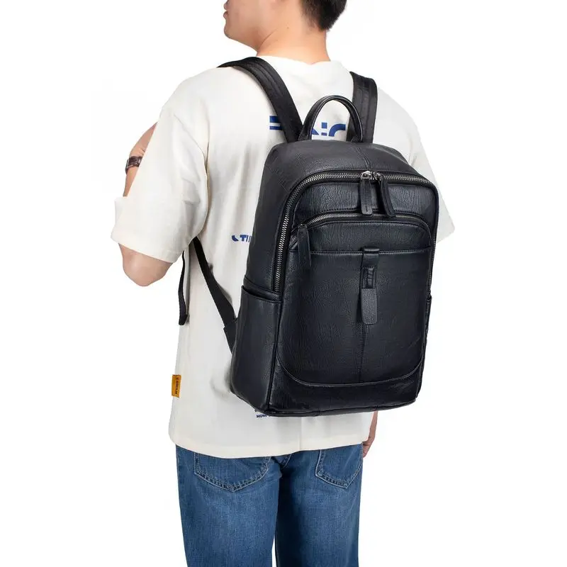 Super Leather Double Shoulder Bag for Men - Lightweight Travel Bag for Business and Casual Use - Travel Computer Book Bag view 6