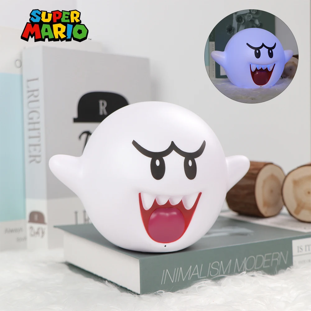 Super Mario Bros LED Night Lamp Sound Boo Koopa Troopa Star Question Mark Mushroom Figures Toy Table Lamp Around Animation Gifts