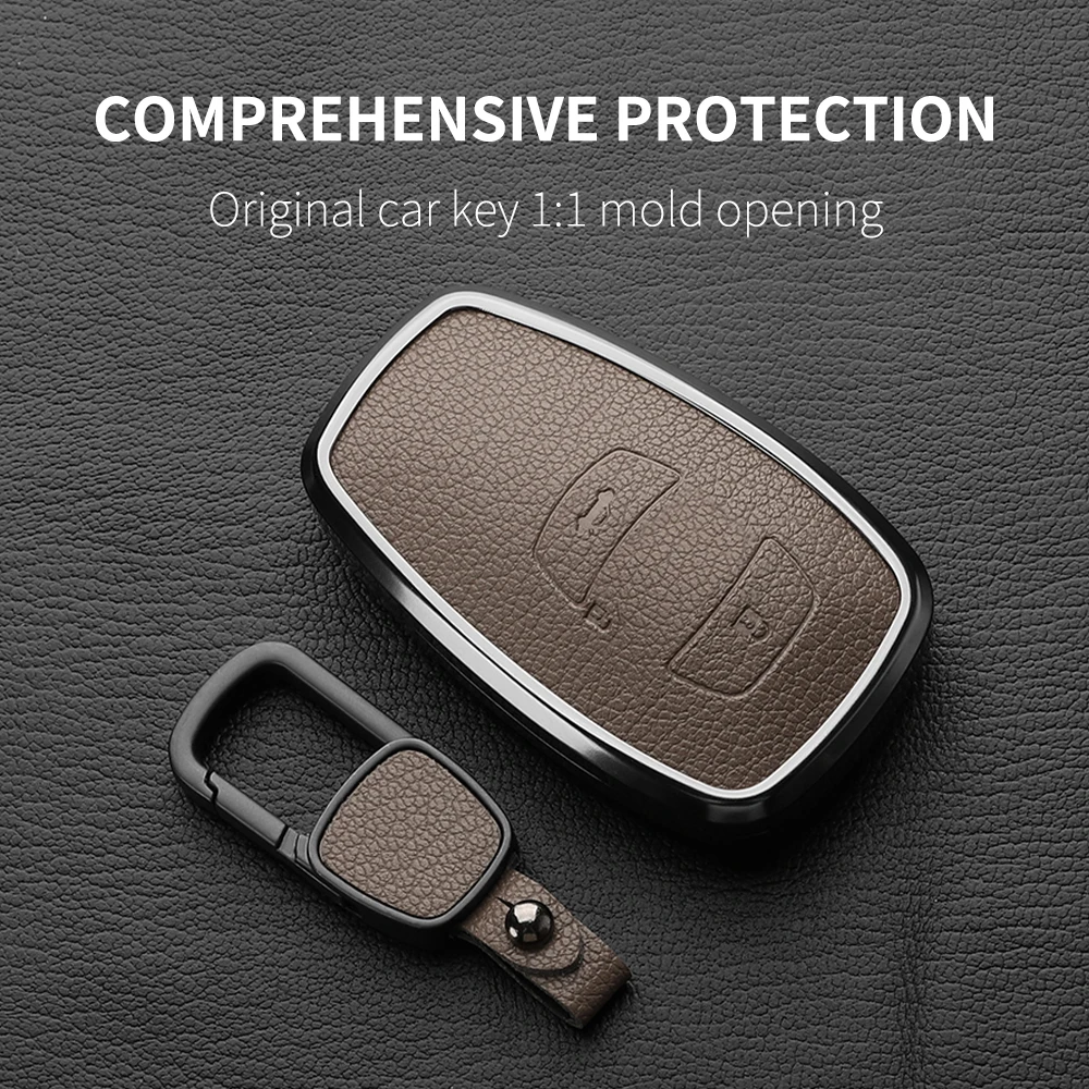 Aluminum Alloy Goatskin Car Key Case Cover For SUBARU BRZ XV SV Forester Legacy Outback Crosstrek Impreza WRX Ascent keychain