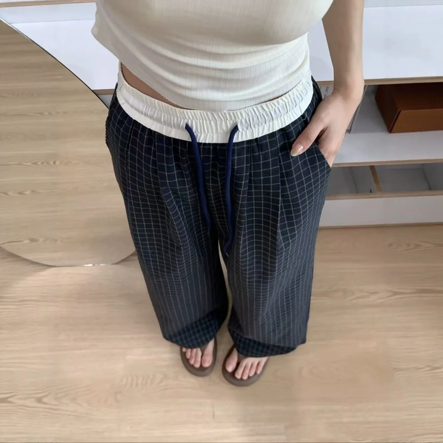 Y2K Streetwear Japanese Harajuku 2000s Korean Fashion Pants High Street Women Low Waisted Striped Long Trousers Flare Pants