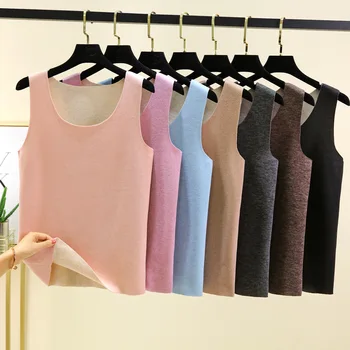 Herfst en winter spoorloos warm vest dames groot formaat pluche mouwloos ondershirt ondergoed ondershirt geborstelde wollen binnenvest