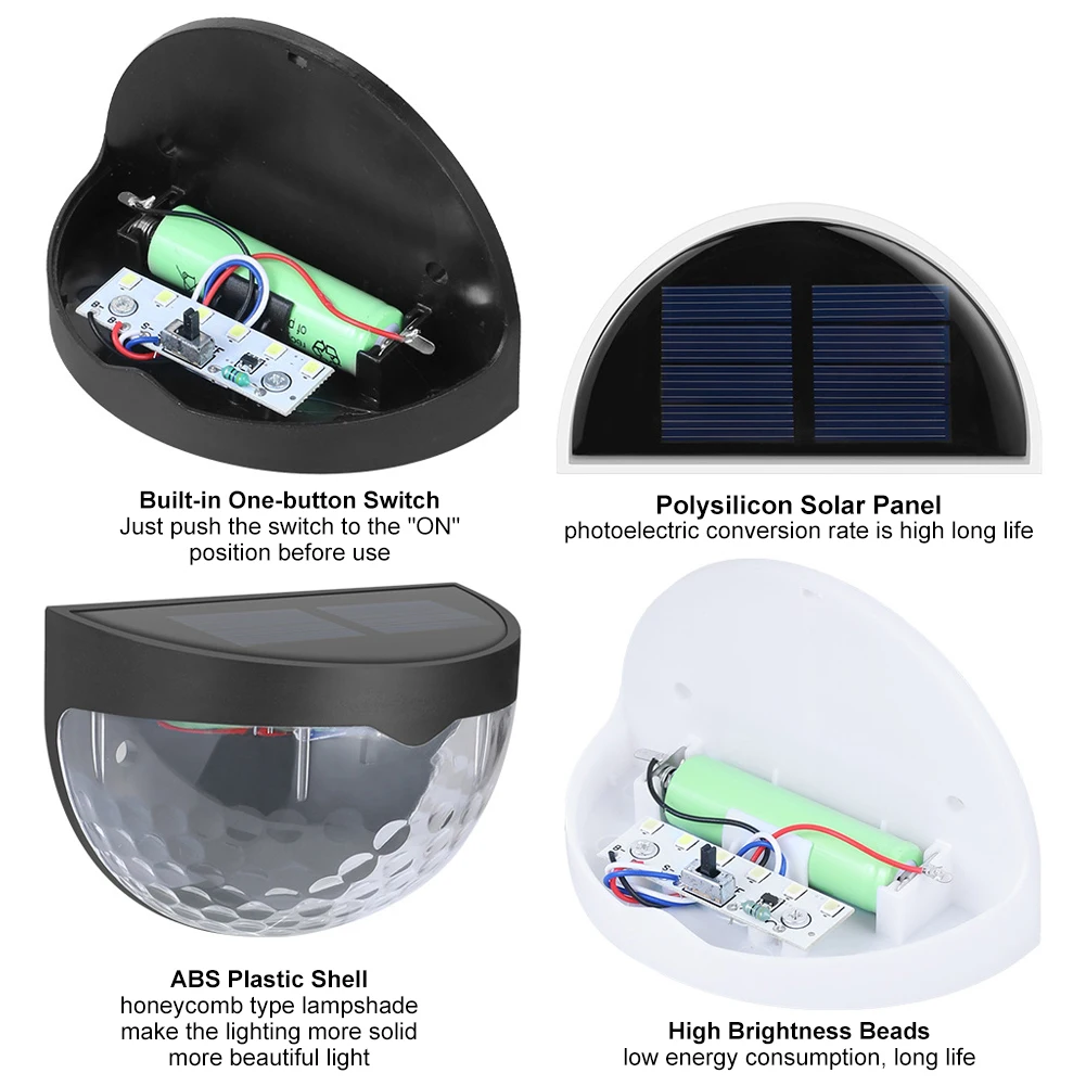 Lámparas solares de 6 LEDs para el jardín, iluminación Solar blanca cálida para exteriores, luz de pared impermeable, luces de calle alimentadas por