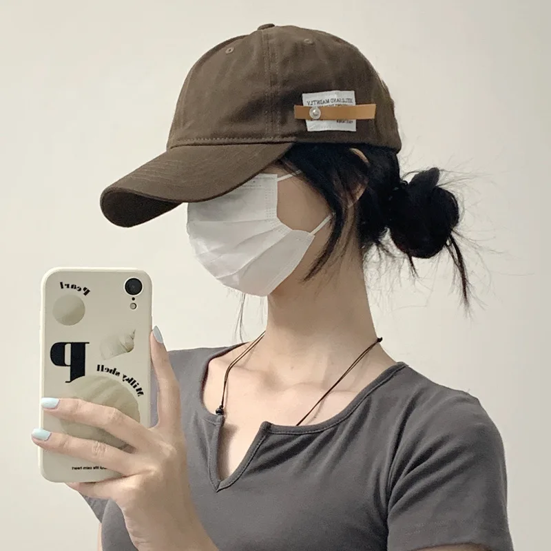 Women's Retro Innovative Duck Hat English Fabric Stripes Casual Simple Baseball Cap Korea Ins Soft Top Sunscreen Sun Hat