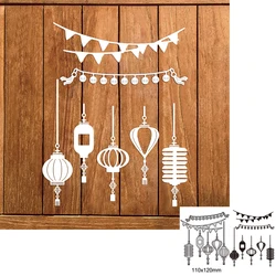 Chinese Lantern with Banner Metal Cutting Dies For DIY Scrapbook Album Paper Cards Embossed Happy New Year Craft Making 2024 New