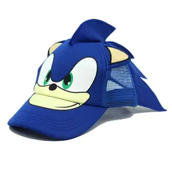 Gorra de béisbol con estampado de dibujos animados Sonic The Hedgehog para niños y adultos, sombrero de malla transpirable para padres e hijos, protector solar