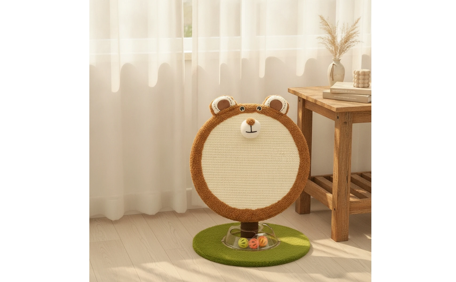 Cat Scratcher with Toy Balls Sturdy Cat Scratching Board Pet Furniture Indoor Non for Cats, Living Room