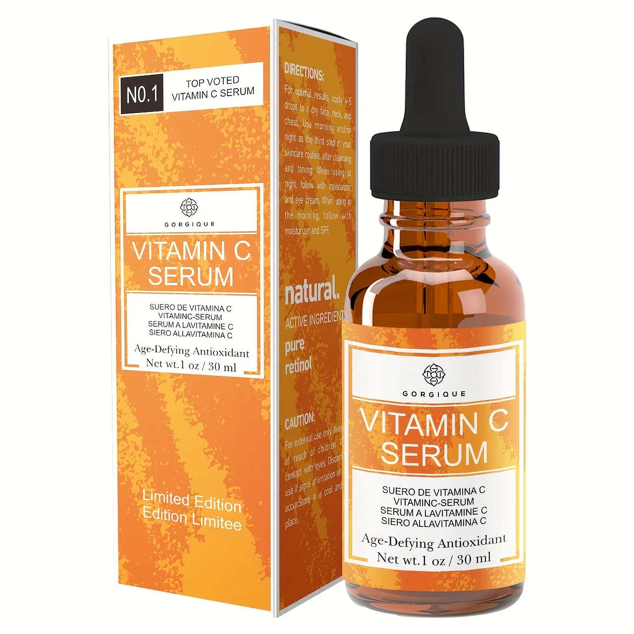 Vitamin C Face Serum Hyaluronic Acid Ferulic Acid Vit E Anti Aging Facial Brightening Serum for Skin Care