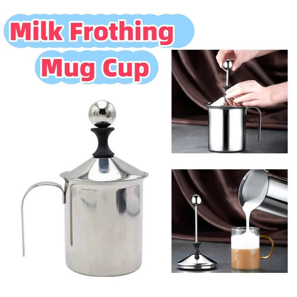 

Stainless Steel Milk Frothing Mug Cup Double Mesh 400ML Coffee Foamer Frothing Mug Coffee Preparation Coffee Mixer