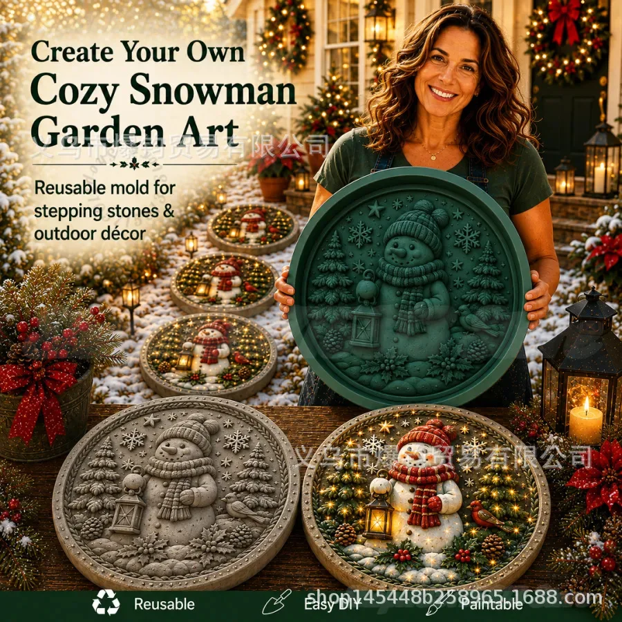 Imagen 6: Molde de silicona reutilizable para adoquines de jardín navideños, molde de cemento para bricolaje, adorno para camino de jardín, suministros para manualidades de Papá Noel