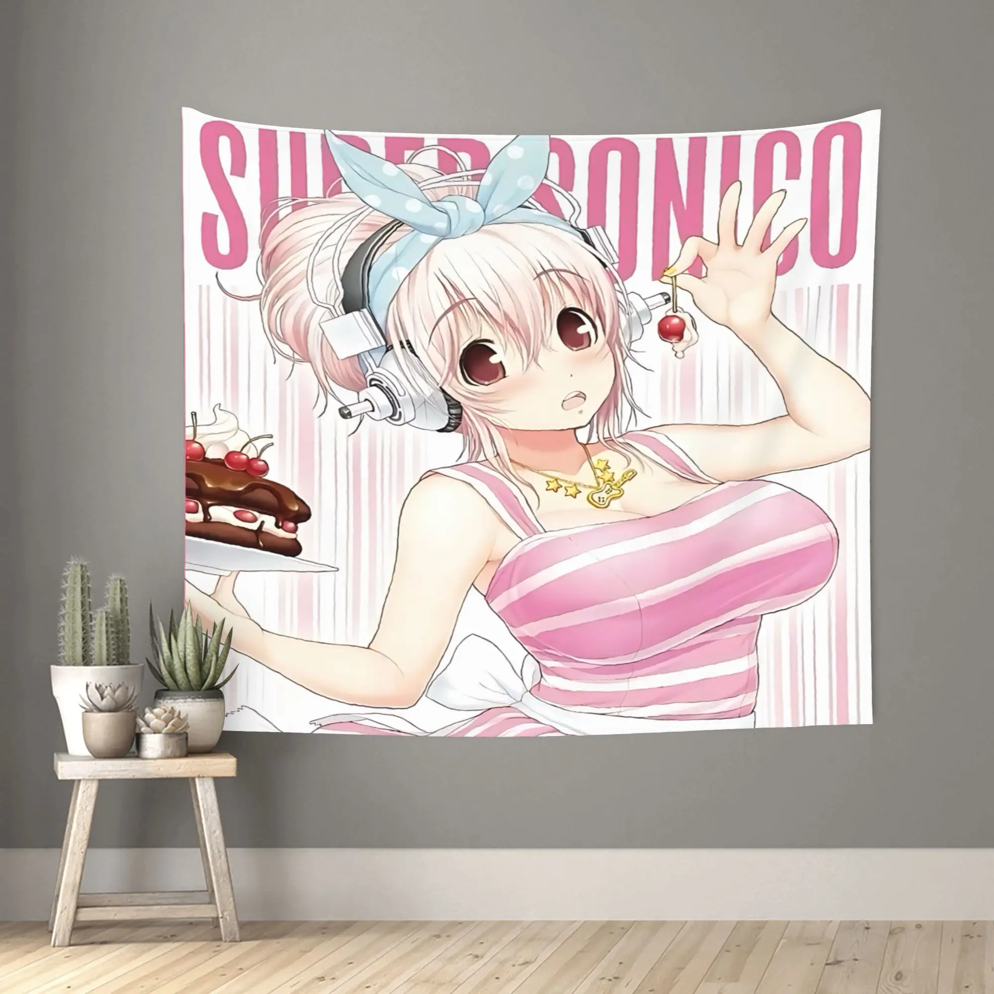 Customized Super Sonico cutecore Tapestry Bedroom Decoration  Wall Hanging Blanket Tapestry Cool Stuff For Room