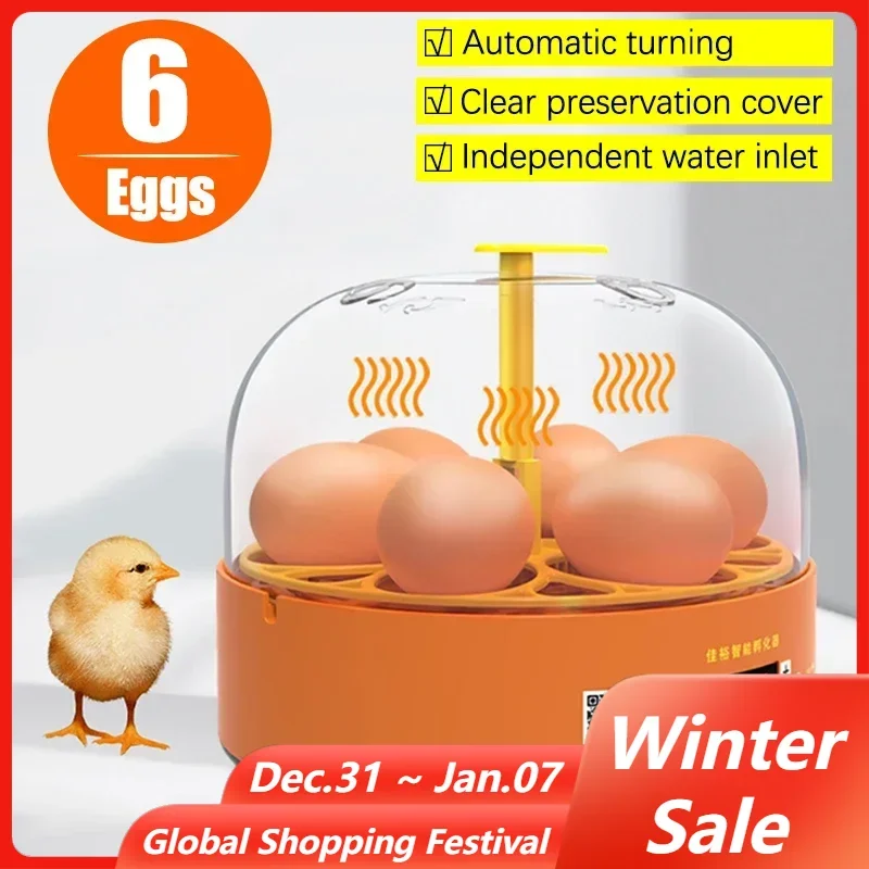 Hatchery Incubator Brooder Machine 6 Eggs Incubator Fully Automatic Turning Digital Temp Control Incubator For Farm Animals Egg