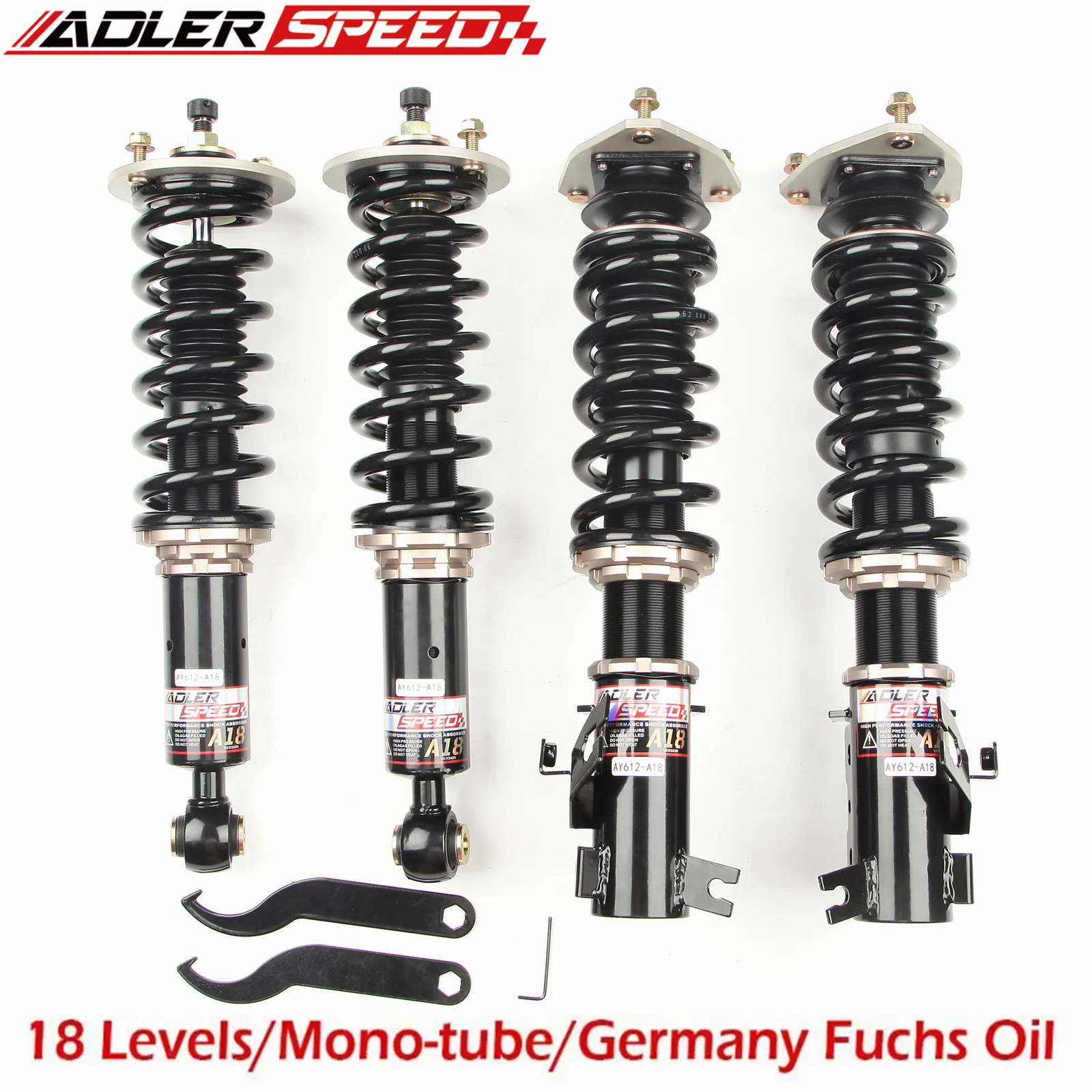 

ADLERSPEED 18 Level Adjust Mono Tube Coilovers Kit For 95-98 Nissan 200SX (B14) Coupe