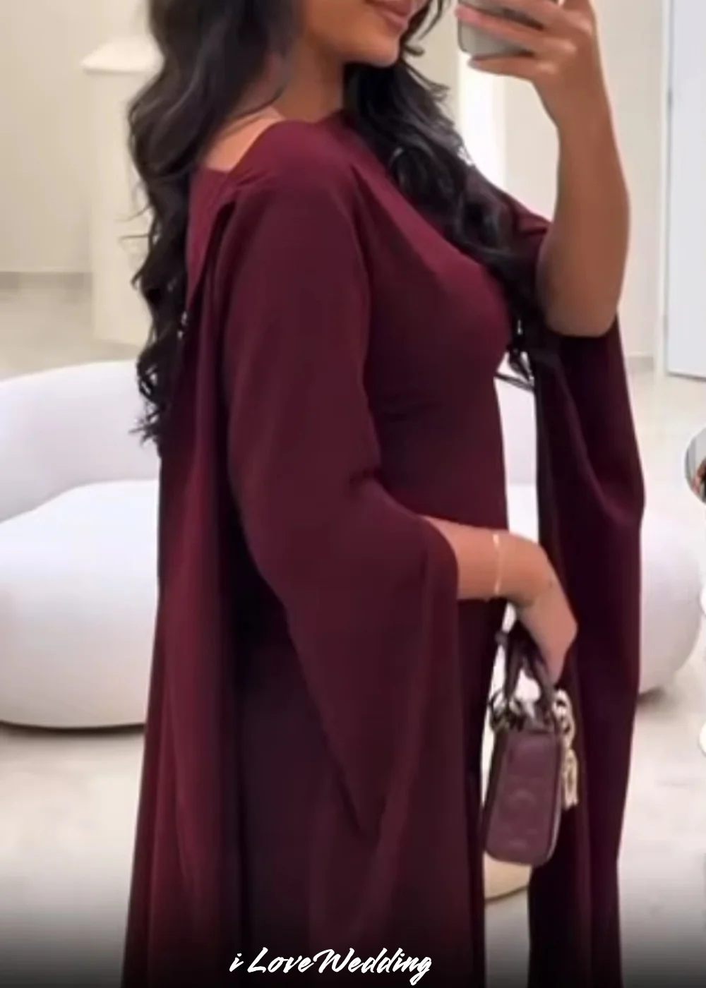 Elegant Burgundy Prom Dresses 2025 Satin O-Neck Long Sleeve Mermaid Floor Length Evening Dress Wedding Party Dress Customized image 4