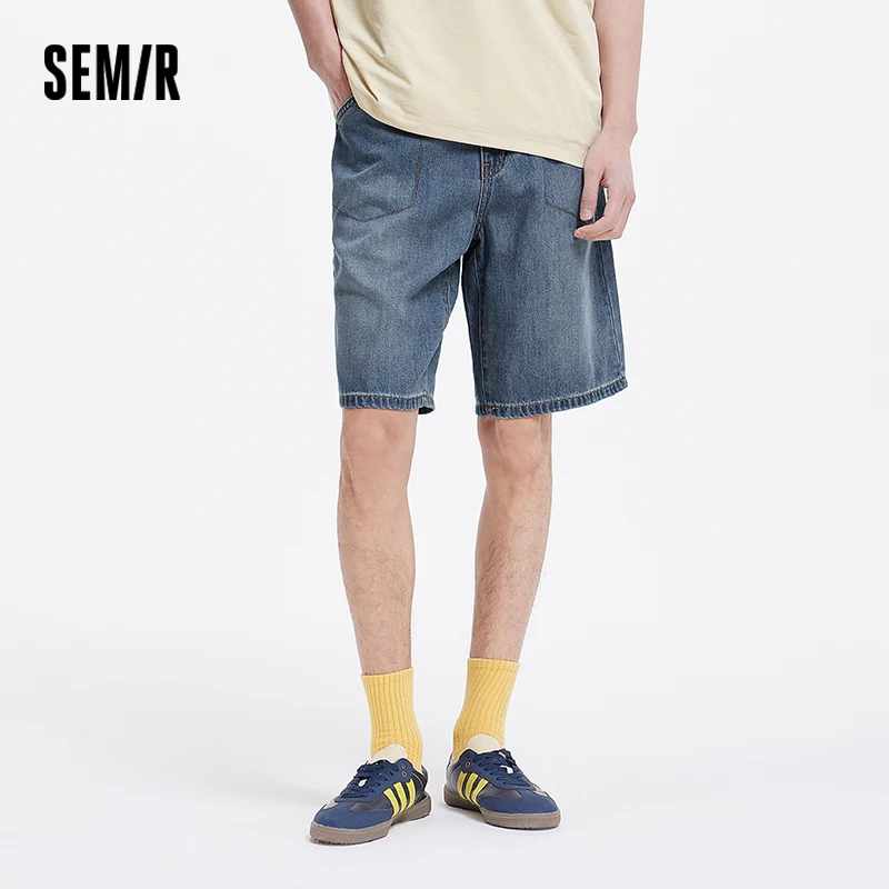 Semir Denim Shorts Men Vintage Washed 2025 Summer New Loose Fit Mid Length Cooling Shorts