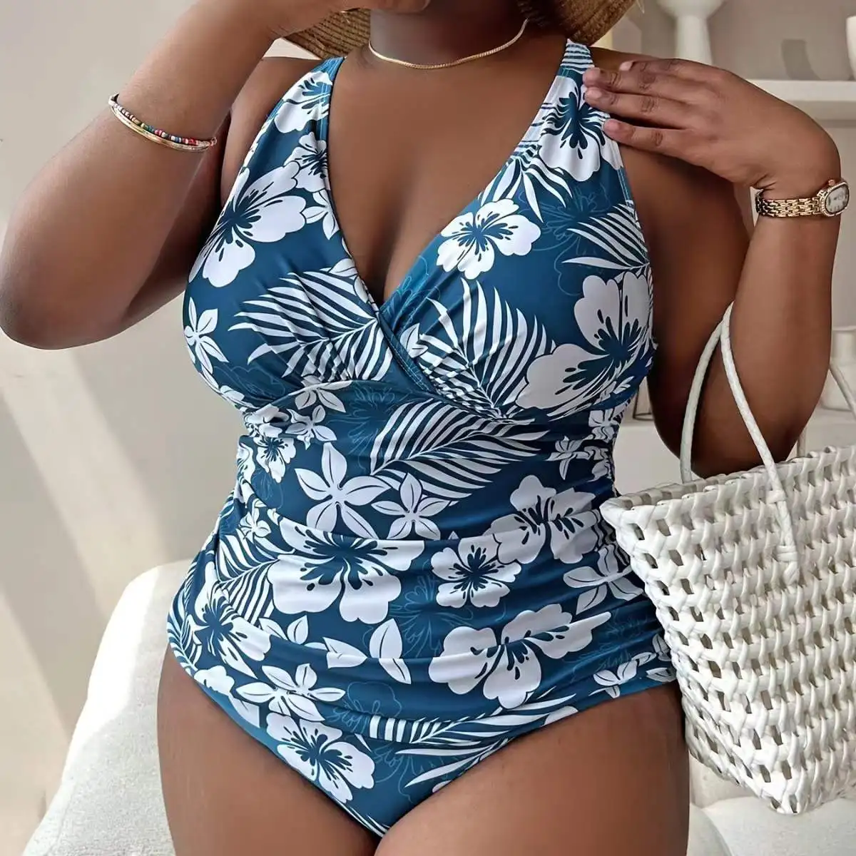 Damski strój kąpielowy dwuczęściowy strój kąpielowy Plus Size 2024 damski seksowne Bikini kąpielowy duży kostium kąpielowy Monokini Tankini