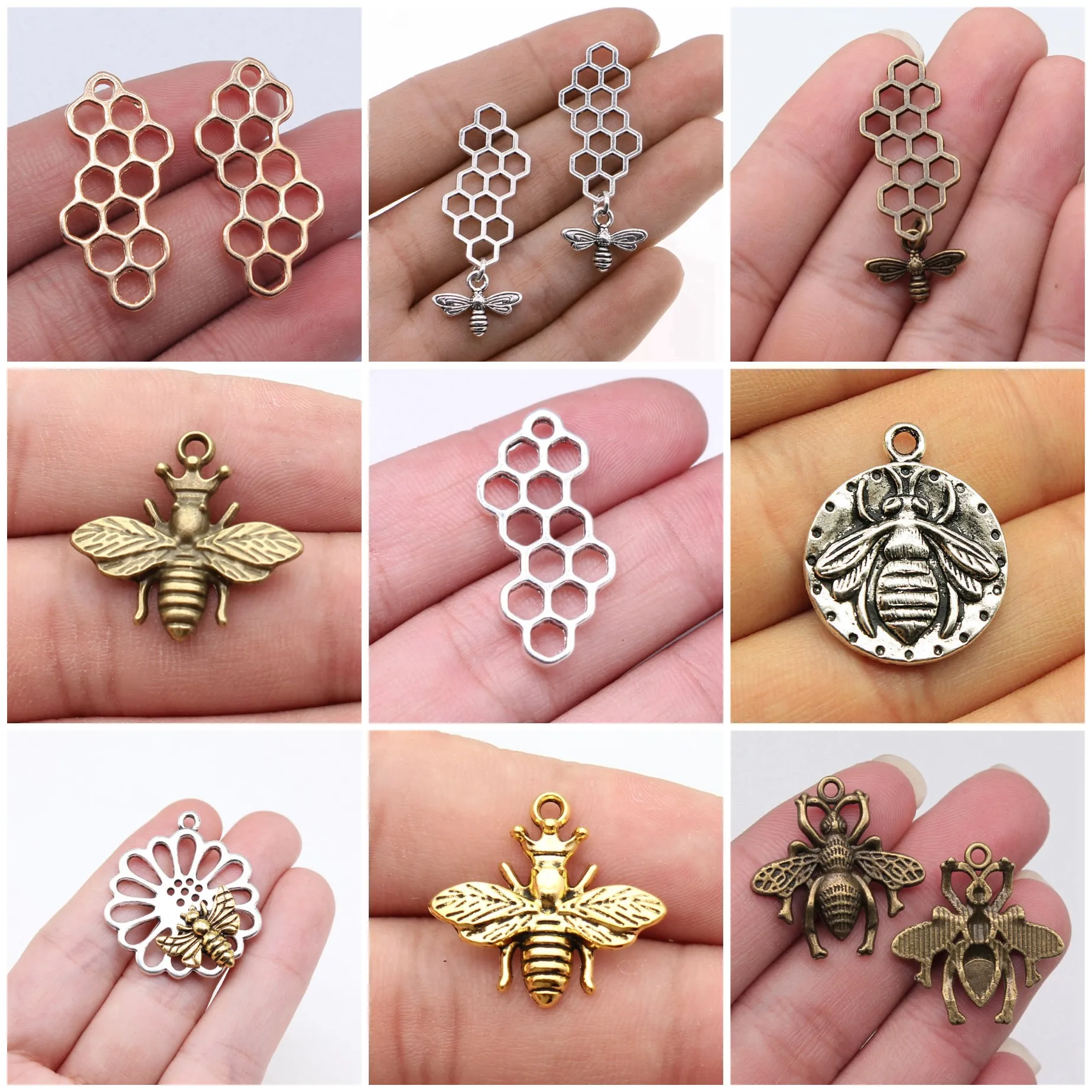 Bee Honeycomb Hive Charms Pendant Garden Insect Charms For DIY Bracelet Necklace Jewelry Making Wholesale