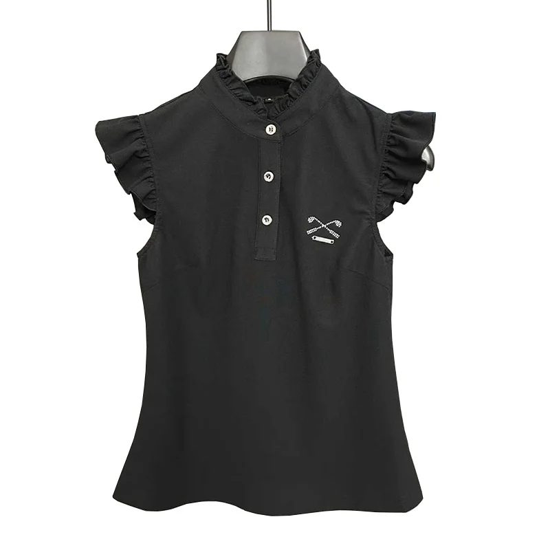 Ladies' Sleeveless T-shirt Summer New Fashion Versatile Slimming Stand up Collar Pullover Golf Outdoor Quick drying Sweatshirt