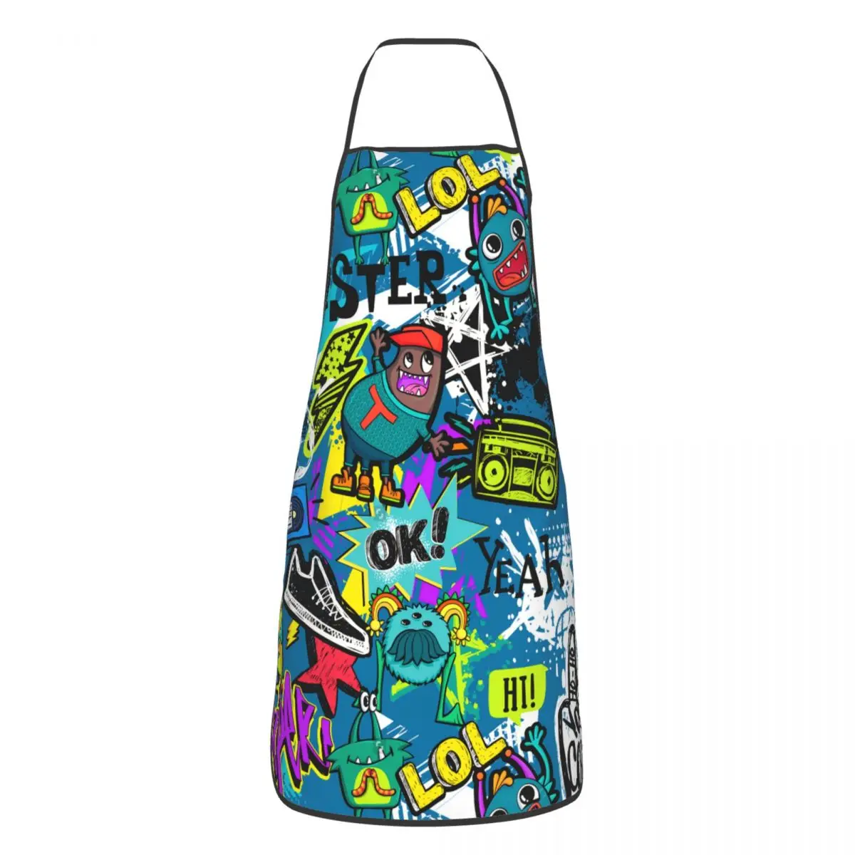 Grunge Elements Spray Paint Ink Electro Guitar Soccer Ball Bib Apron Chef Cuisine Graffiti Art Pattern Cuisine for Painting