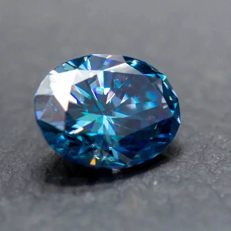 

Moissanite Loose Stone Oval Cut Sapphire Blue Synthetic Lab Grown Gemstone Passed Diamond Tester Comes With GRA Certificate