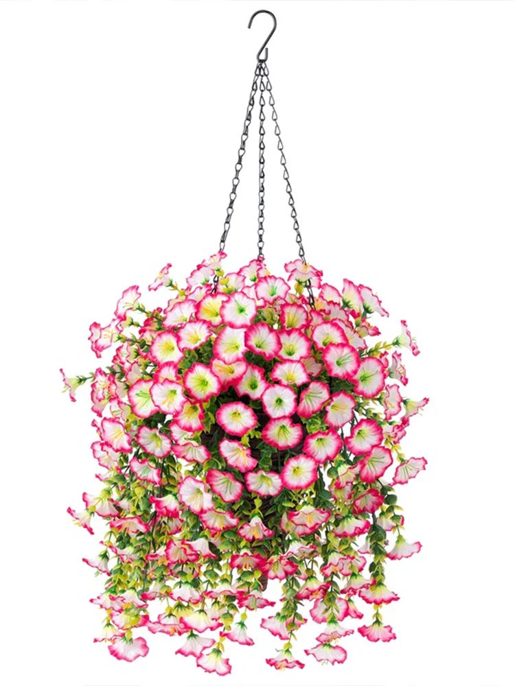 2PCS Künstliche Morning Glory Hängende Blumen Gefälschte Blume Outdoor Home Garten Wand Hängen Petunias Pflanzen Hochzeit Dekoration – Detail 1