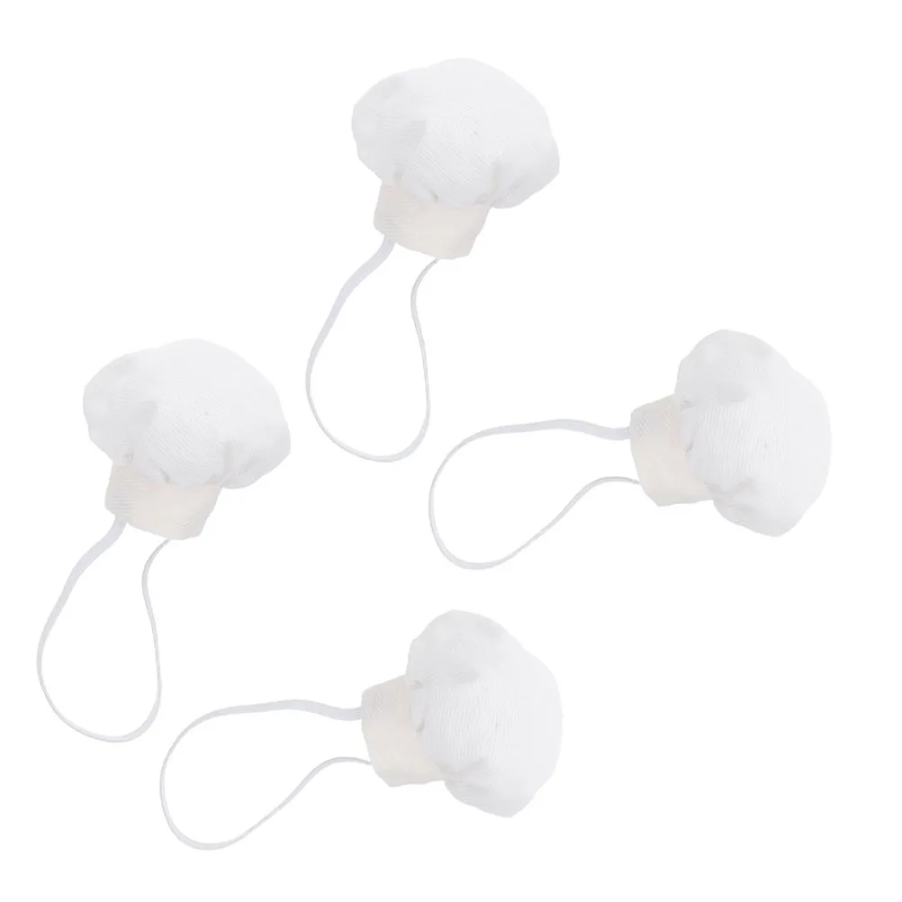 

4Pcs Miniature Chef Hats for 10-15Cm White Fabric Cooking Caps Secure Fit Role Play Party Decoration DIY Craft Accessory