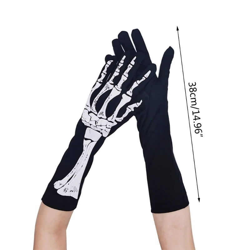 Manoplas con forma calavera espeluznante, guantes fiesta para carnavales, guantes esqueleto