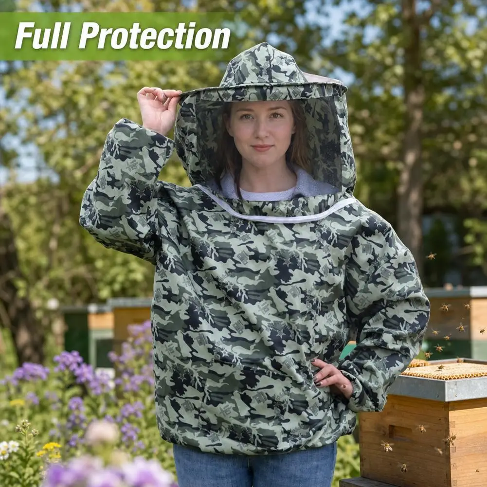 Foldable Beekeeping Suit Jacket Veil Set Double Zippered Beekeeping Protective Suit anti-bee Beekeeper Clothing with Hat