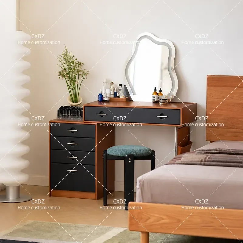 New Solid Wood Dresser Small Makeup Table Bedroom Vanity Japanese Style Storage Drawer Cabinet