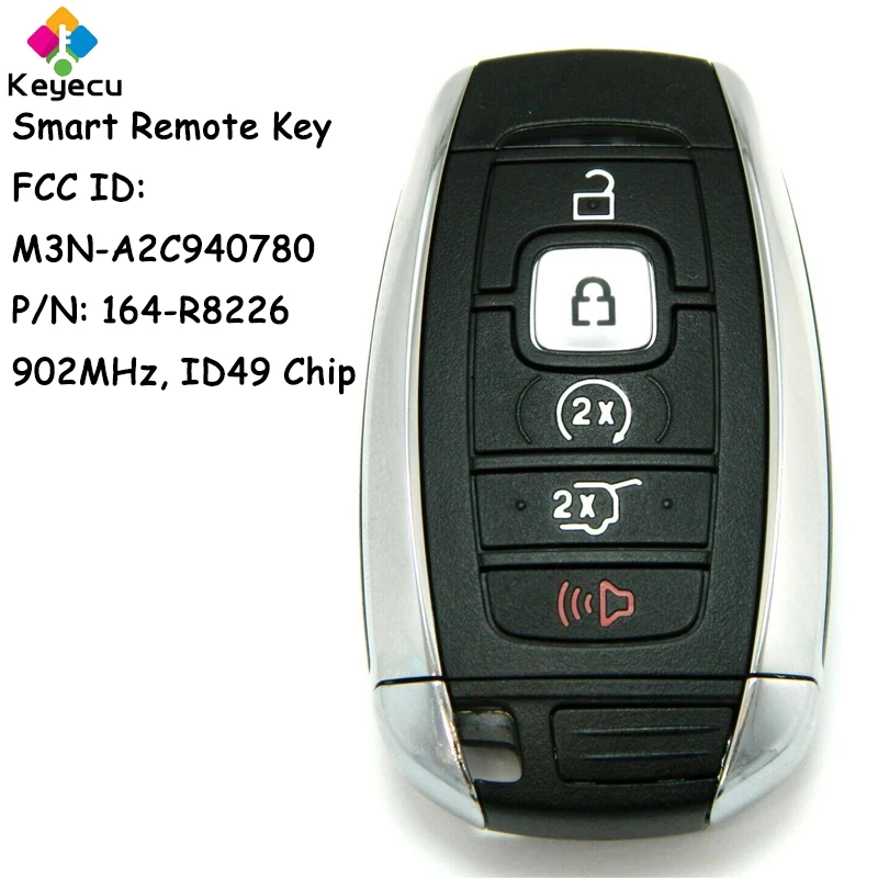 KEYECU Smart Remote Control Car Key With 5 Buttons 902MHz ID49 Chip for Lincoln Navigator 2018-2021 Fob M3N-A2C940780 164-R8226