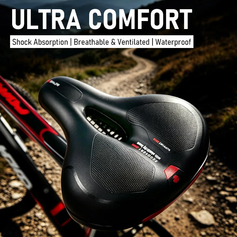 Hollow Breathable Bicycle Saddle Shock Absorbing Comfortable Bike Seat for Men Women MTB Road Bike Universal Waterproof