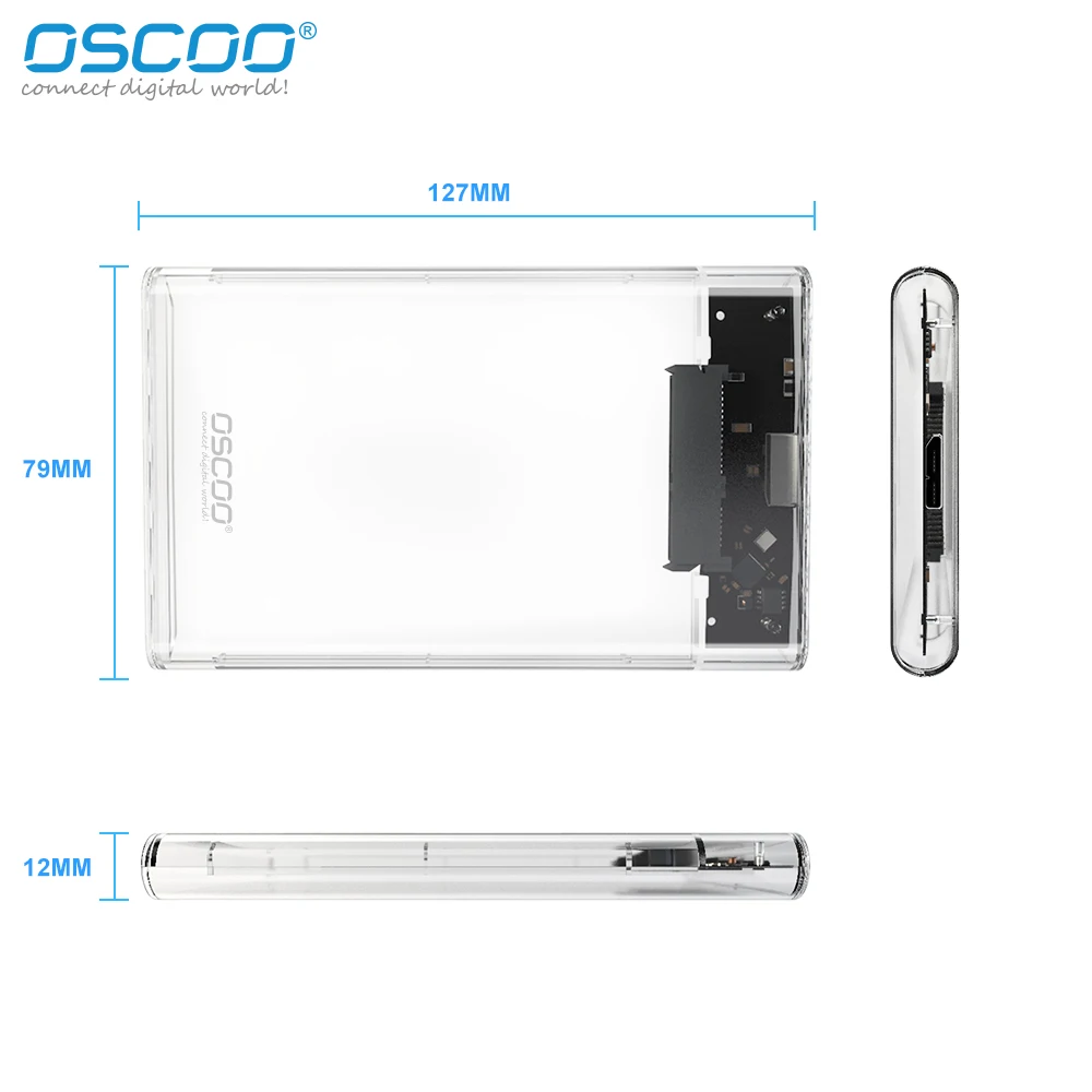 HDD-Gehäuse 2,5 Zoll transparent USB 3,0 bis Sata 3,0 SSD HDD-Gehäuse tool frei 5 Gbit/s Unterstützung 2TB Festplatten gehäuse SSD-Box