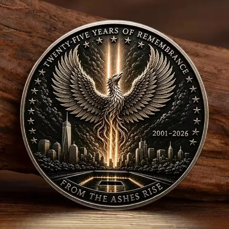 2D 25th Anniversary of 911 Gold Plated Collection Coin Never Forget Terrorist Attack Souvenir Coin