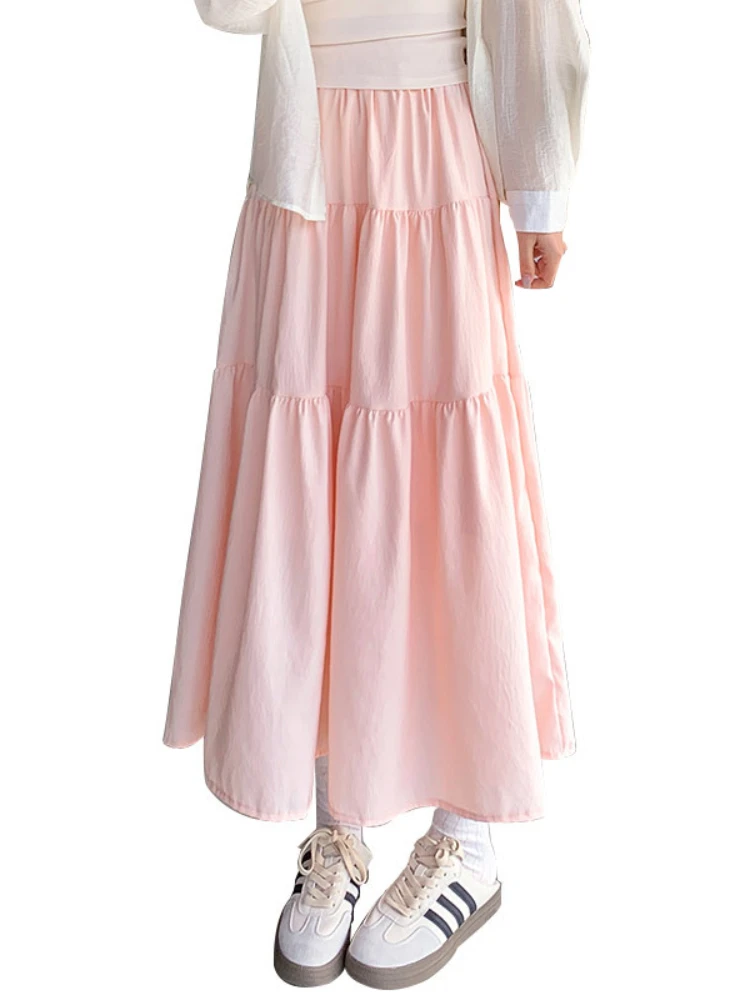 White Long Skirts for Women, High Waist, Harajuku, Elegant Dance Clothes, Korean Fashion, Casual, Y2k, Summer, New, 2024