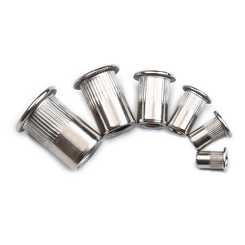 93Pcs M3 M4 M5 M6 M8 M10 Flat Head Stainless Steel Rivet Nuts Set Insert Reveting Multi Size Stainless Steel Rivet Nuts Set