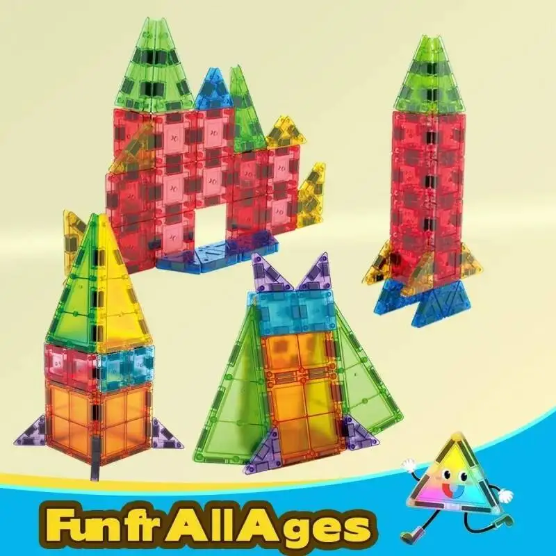 32개 자석 블록 3D 다이아몬드 자석 타일 철제 케이스 포함 어린이 선물용 자석 디자이너 건설 장난감