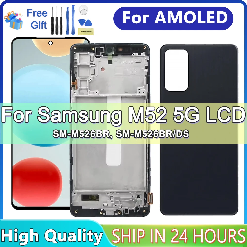 

6.7" AMOLED M52 5G Display Screen Replacement, for Samsung Galaxy M52 5G M526 M526B Lcd Display Digital Touch Screen Assembly