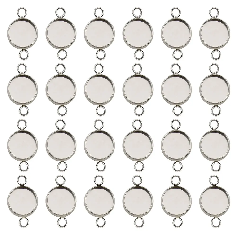 

50 Pcs Stainless Steel Bottom Bracket Round Shape Time Base DIY Pendant Jewelry Making Accessories Fashion H made Necklace