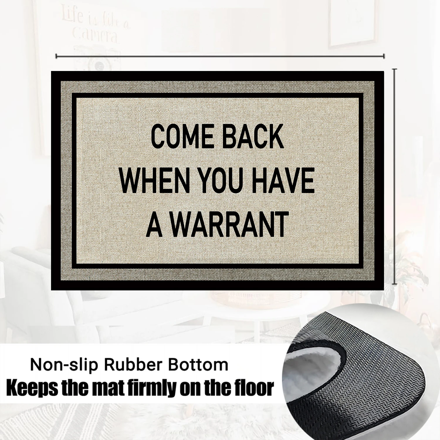 Come Back With A Warrant Doormat Funny Rubber Bathroom Kitchen Mat Garden Garage Door Floor Mat Non-Slip Carpet Rug