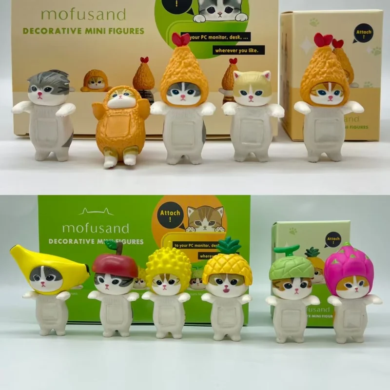 Nuevo en Stock Mofusand gato fruta camarones fritos posición propensa serie caja ciega Linda Mini figura de acción adorno de escritorio regalo sorpresa