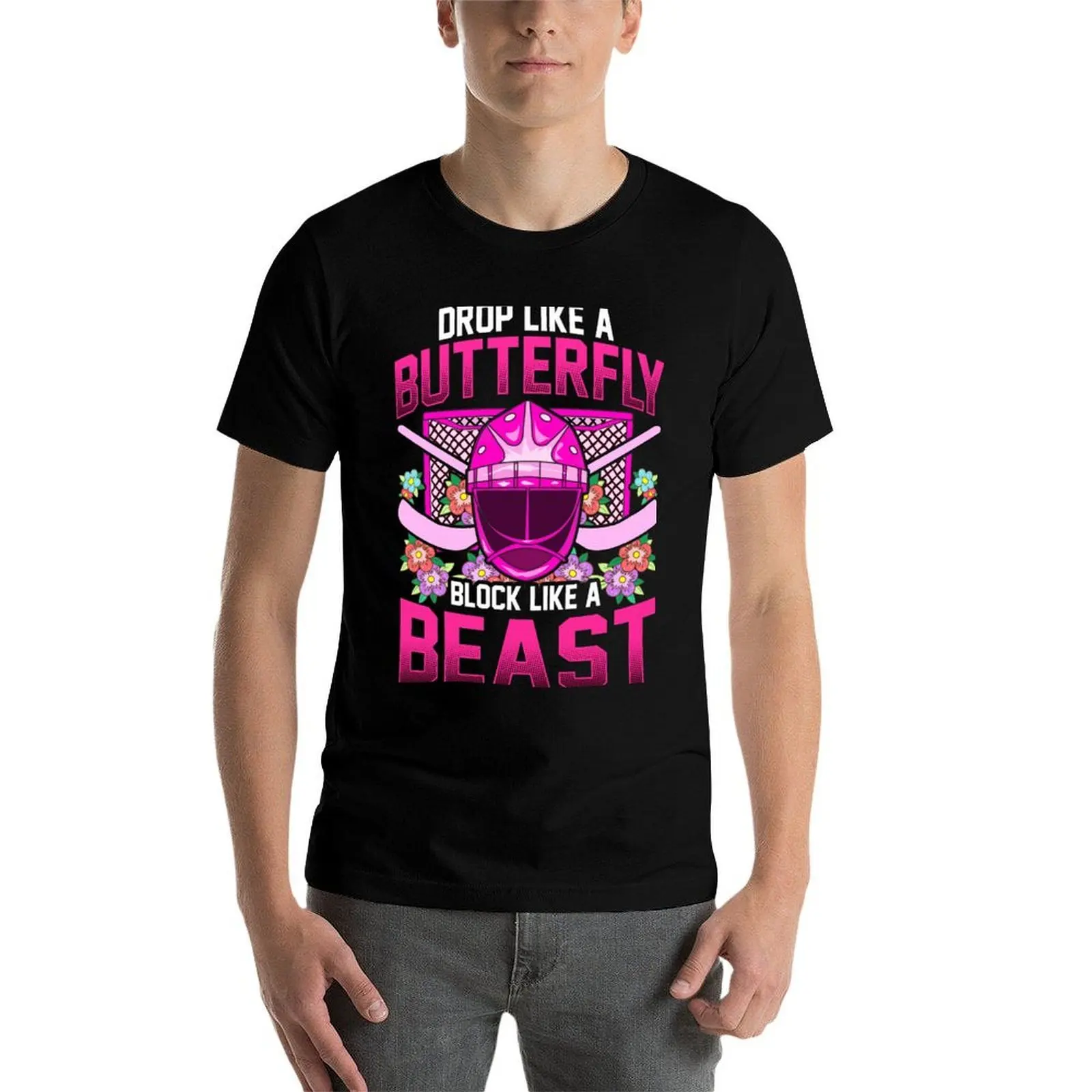

Ice Hockey Goalie Drop Like A Butterfly Block Like A Beast Girl T-Shirt g man t shirts for men T-Shirt