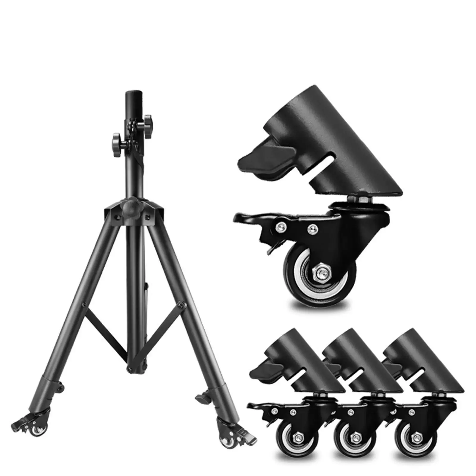 3 Pieces Metal Tripod Castors Set C Stand Wheels Professional 30kg/66lbs Weight Bearing Rolling Wheels Kit for Studio