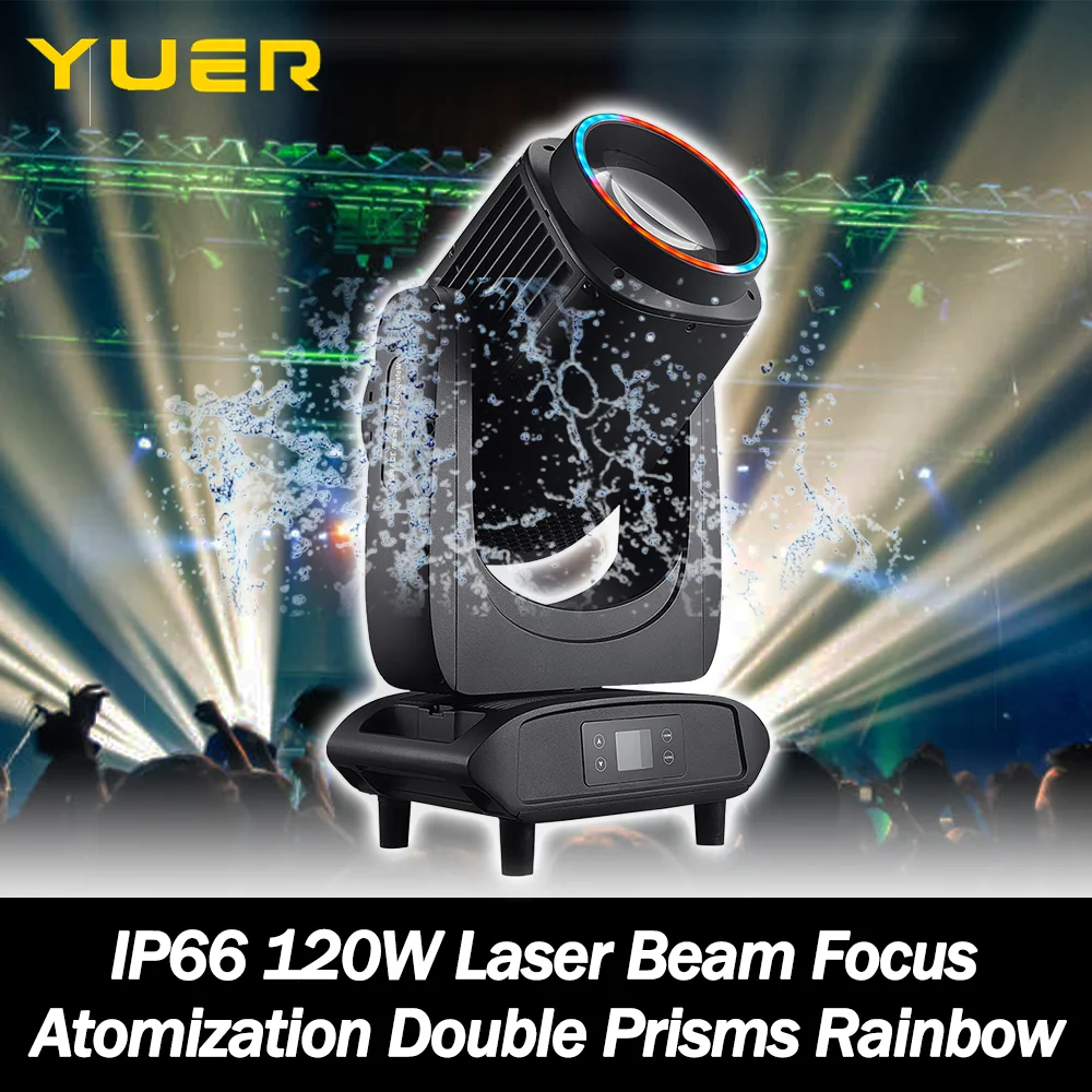 

Лазерный источник света 120 Вт IP66 Водонепроницаемый луч с подвижной головкой Открытый сценический светильник Двойная призма фокусировка Радуга для DJ Дискотека