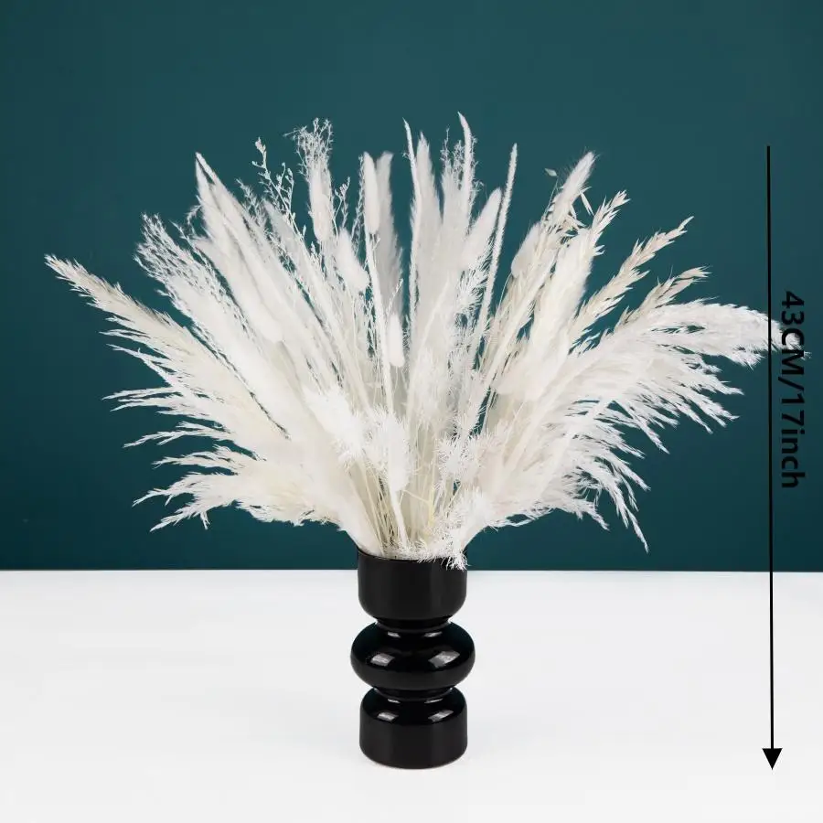 50 17 i inch natural dry reed grass and rabbit tail bouquet  i  white boho style home decoration for farmhouse weddings bathrooms