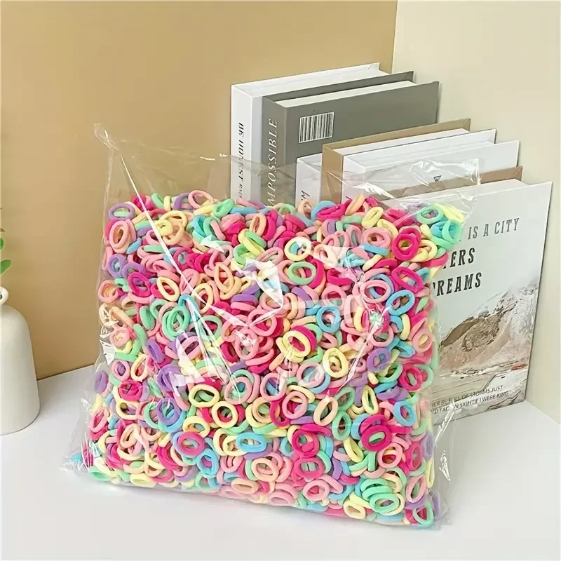 

100/300 шт., красочная базовая нейлоновая эластичная повязка для волос для девочек, резинка для волос с хвостиком, резинка для волос, детские модные аксессуары для волос