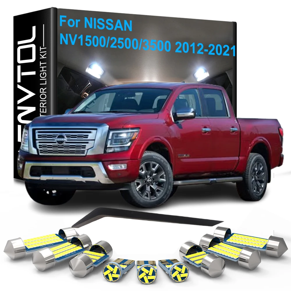 

15pcs Car LED Interior Lamps Canbus For Nissan NV1500/2500/3500 2012-2017 2018 2019 2020 2021 Dome Trunk Door License plate Lamp