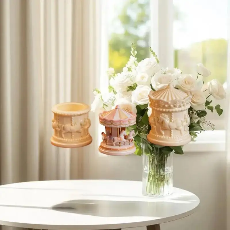 Decorative Dollhouse Carousel Coffee Storage Case, Toy Accessory, Unique Miniature Home Ornament.