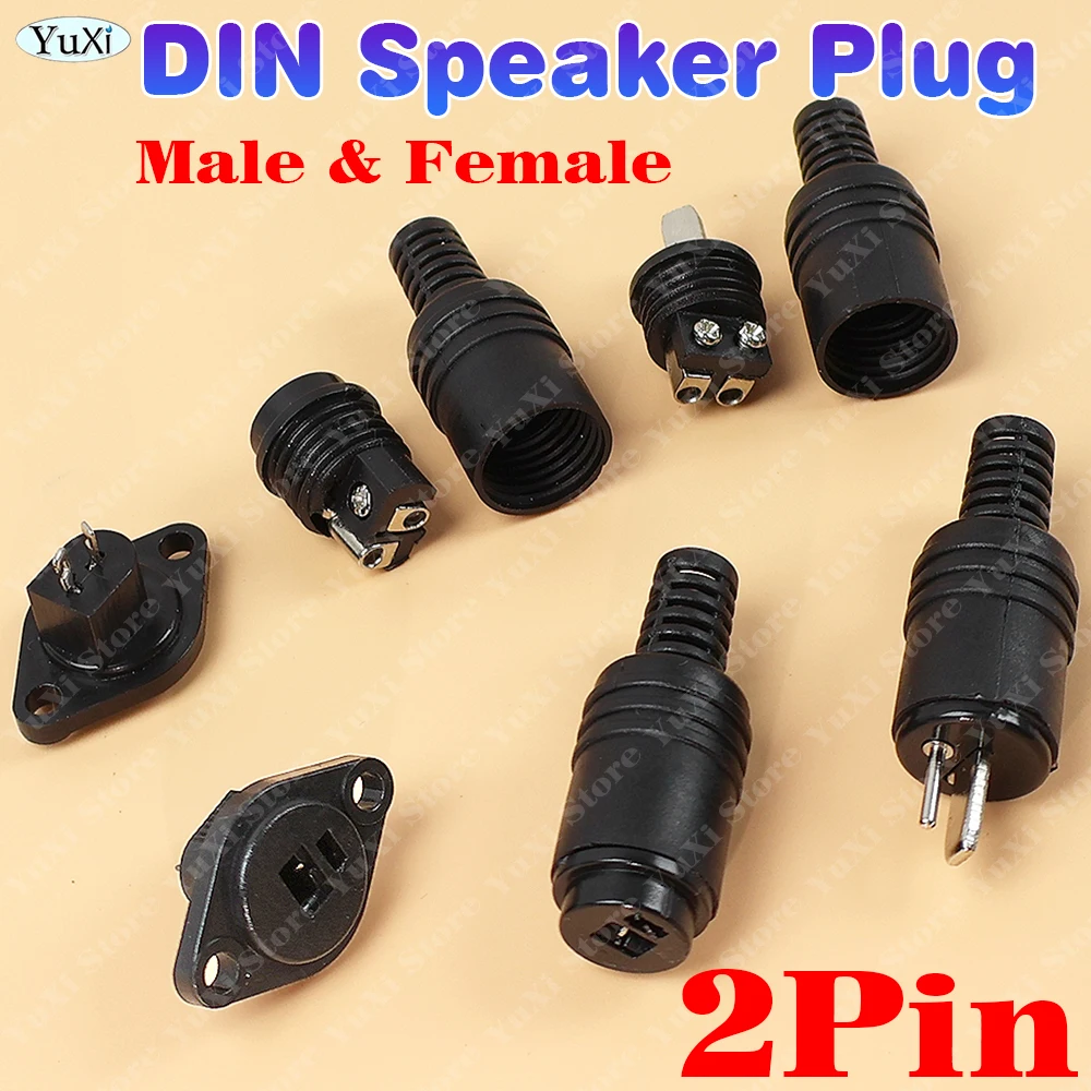 3-12Pcs 2Pin DIN Plug Speaker HiFi Connector Screw Terminals Connector Power Audio Lamp Signal Plug Adapters Male Female Plugs