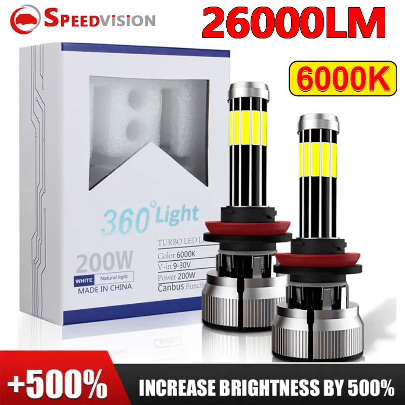 

H7 LED Mini Canbus 360 H4 H1 HB3 HB4 9012 Turbo Bi Projector Lens Light H11 9005 Car Headlight Bulb Auto Ice Fog Lamp 6000K 12V